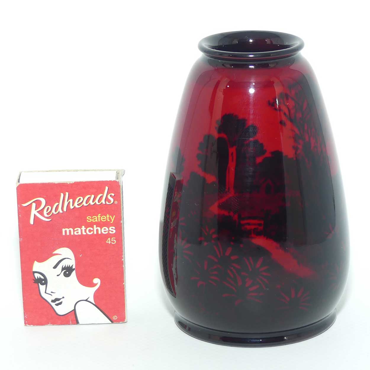 Royal Doulton Flambe small tapered vase | Country Laneway scene | 10cm