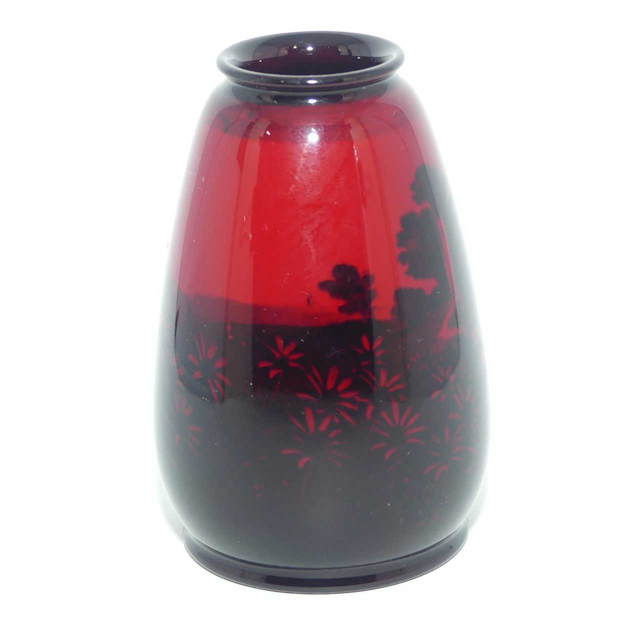 Royal Doulton Flambe small tapered vase | Country Laneway scene | 10cm