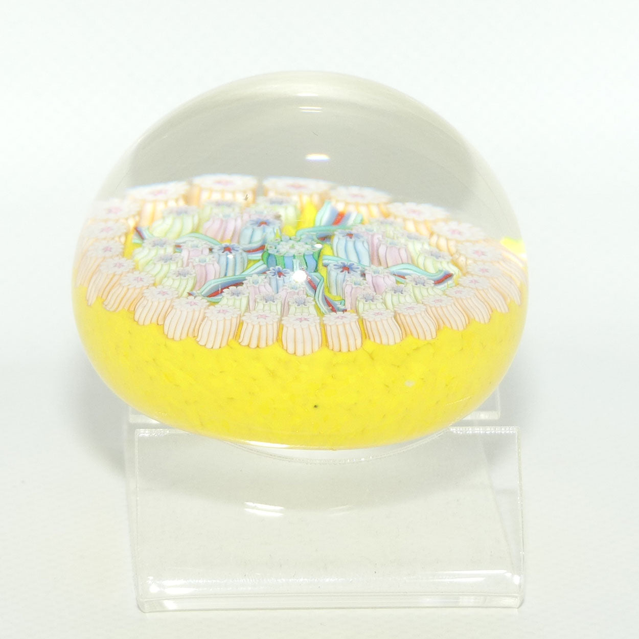 John Deacons Scotland Millefiori 5 Spoke small paperweight | Yellow