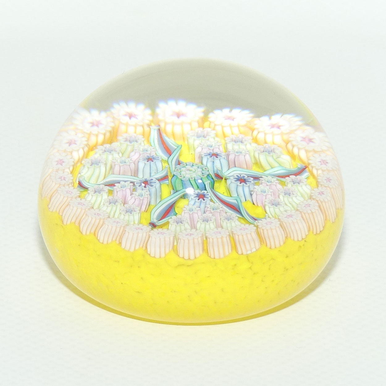 John Deacons Scotland Millefiori 5 Spoke small paperweight | Yellow