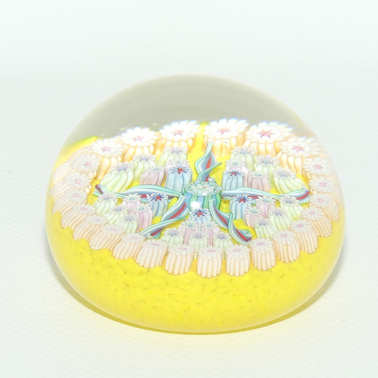 John Deacons Scotland Millefiori 5 Spoke small paperweight | Yellow