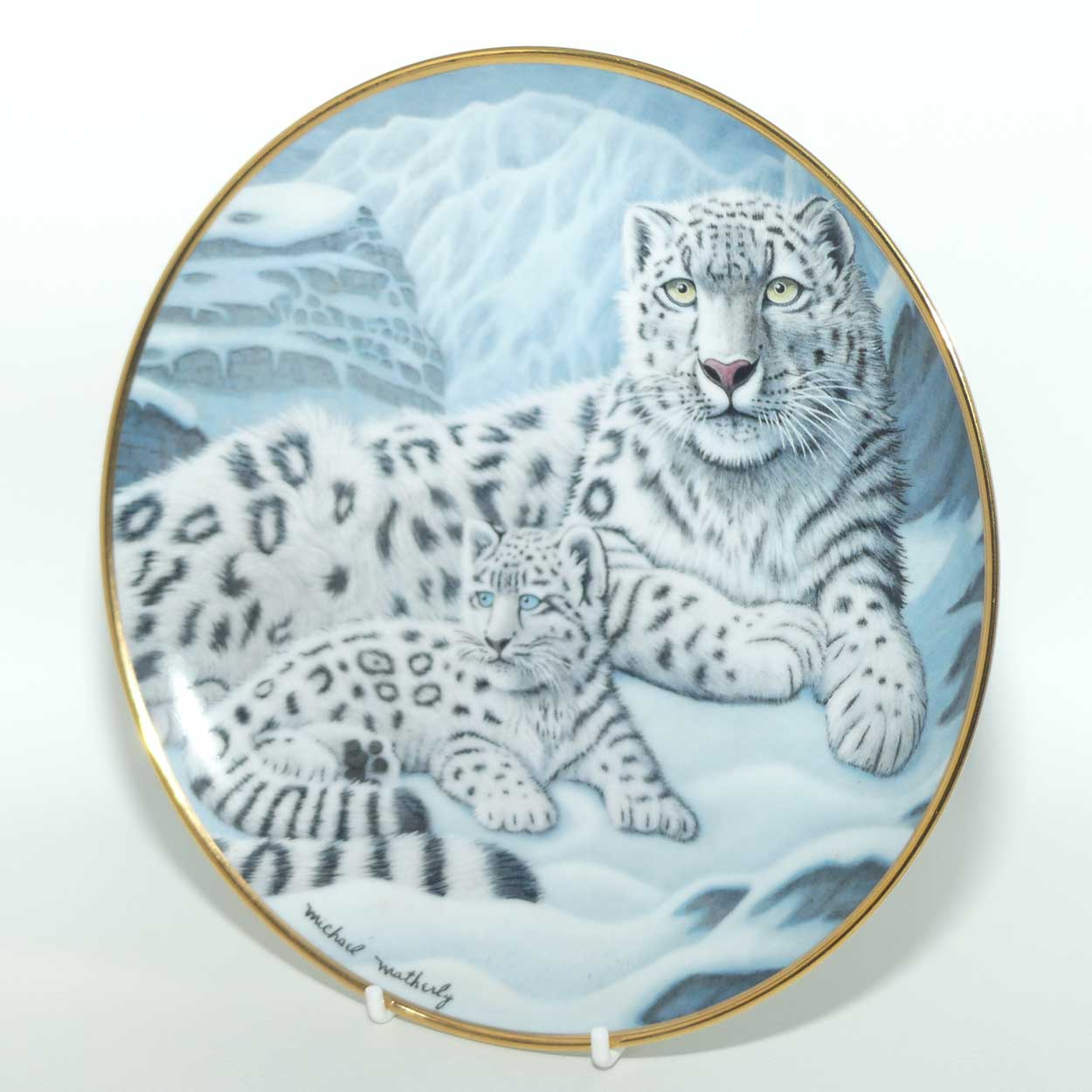 Franklin Mint | National Wildlife plate by Michael Matherly | Snow Leopards