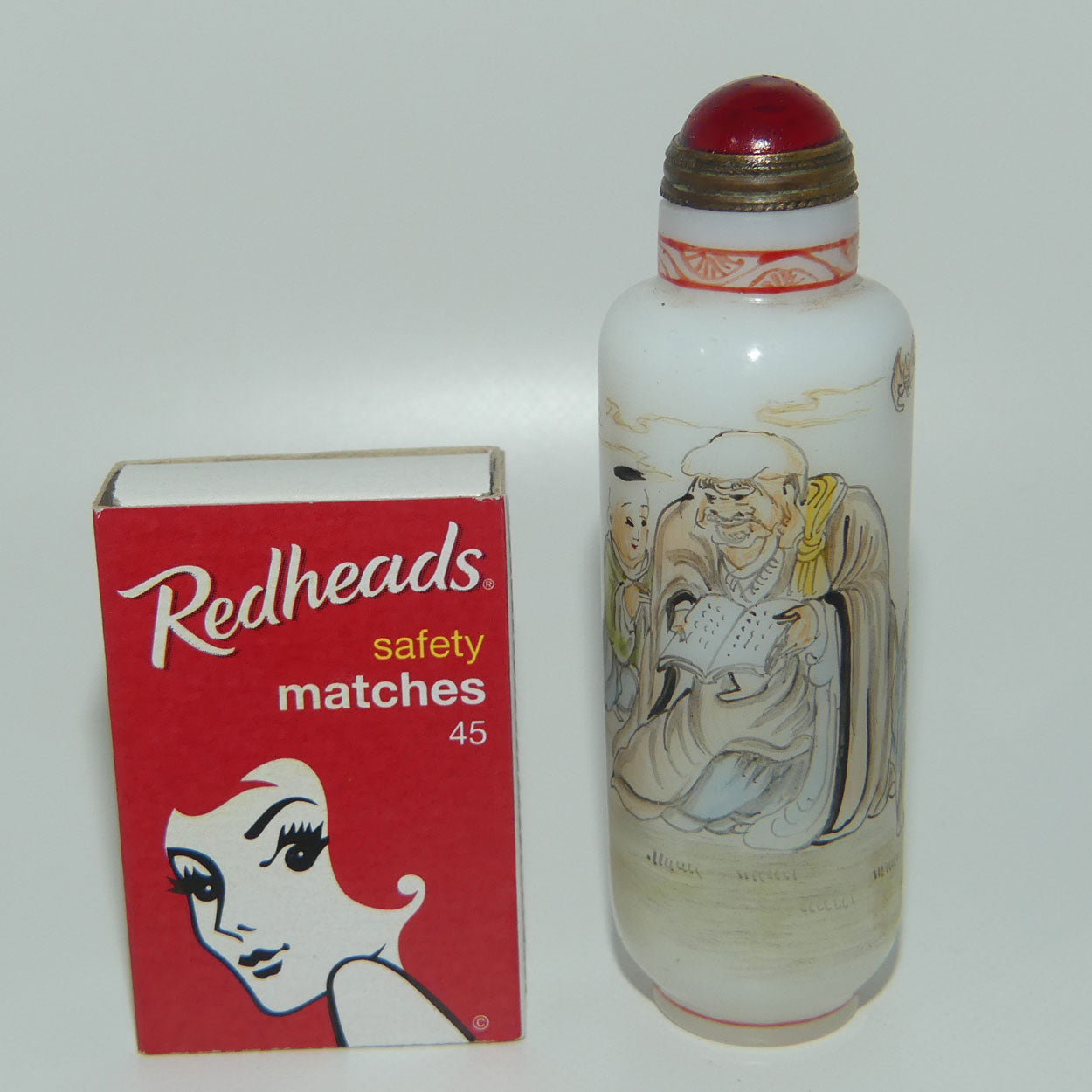 Chinese Hand Painted on Outside of Glass snuff bottle | Elders