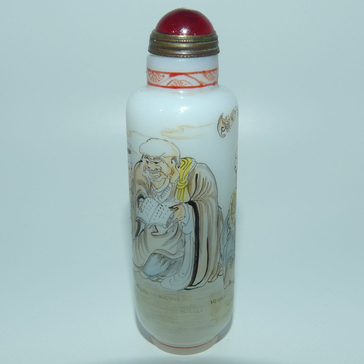 Chinese Hand Painted on Outside of Glass snuff bottle | Elders
