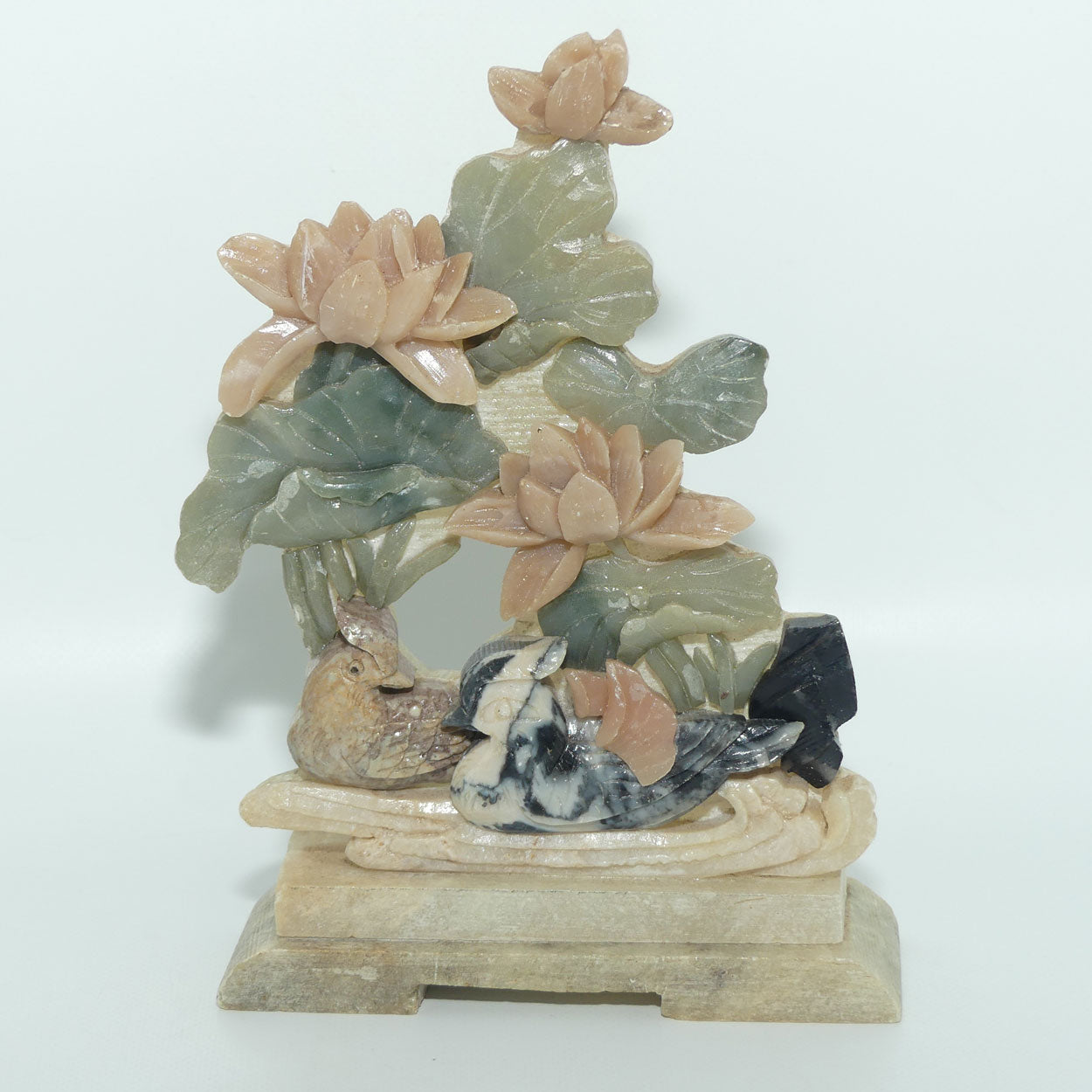 Mid 20th Century Chinese Colourful Soapstone panel | Birds and Flowers