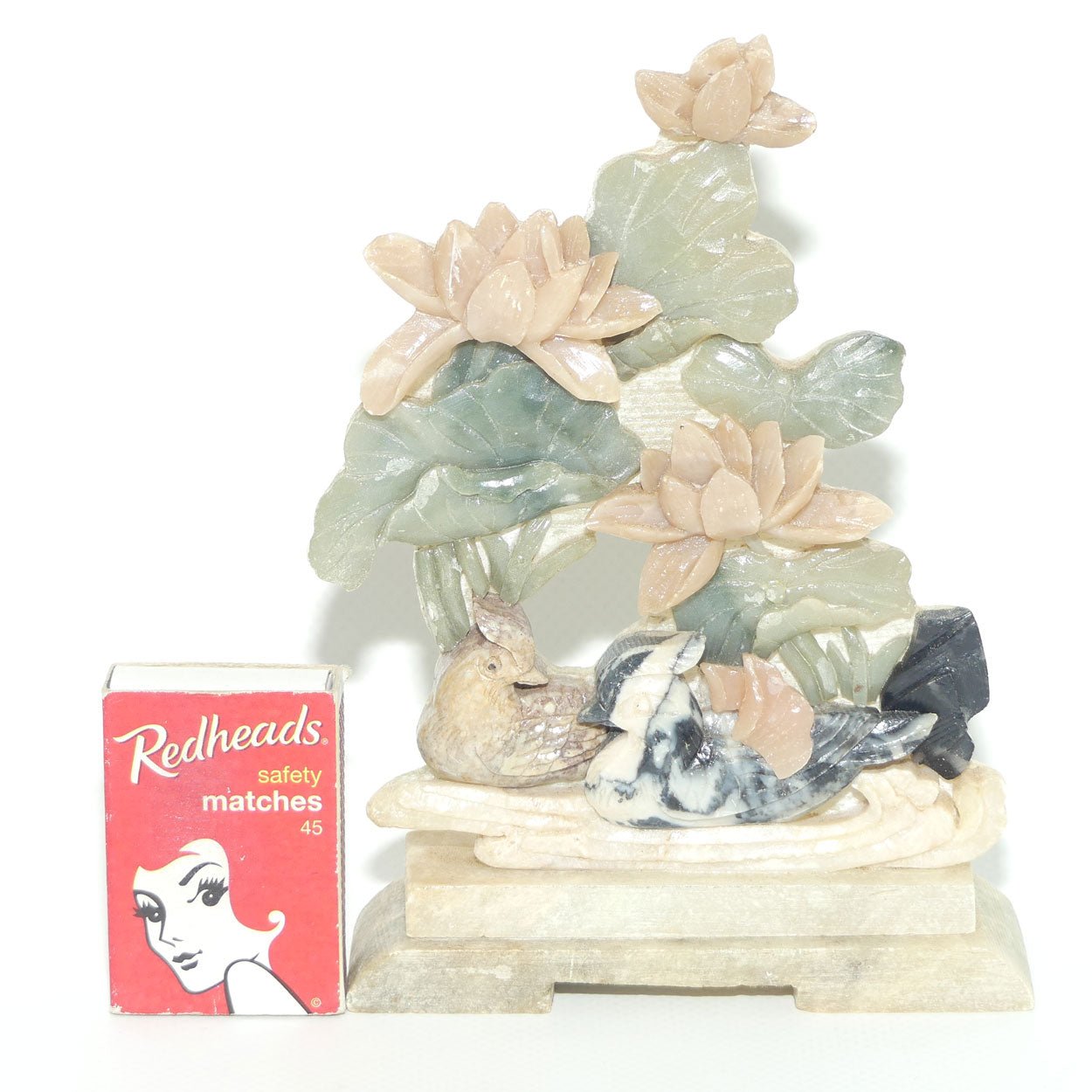 Mid 20th Century Chinese Colourful Soapstone panel | Birds and Flowers