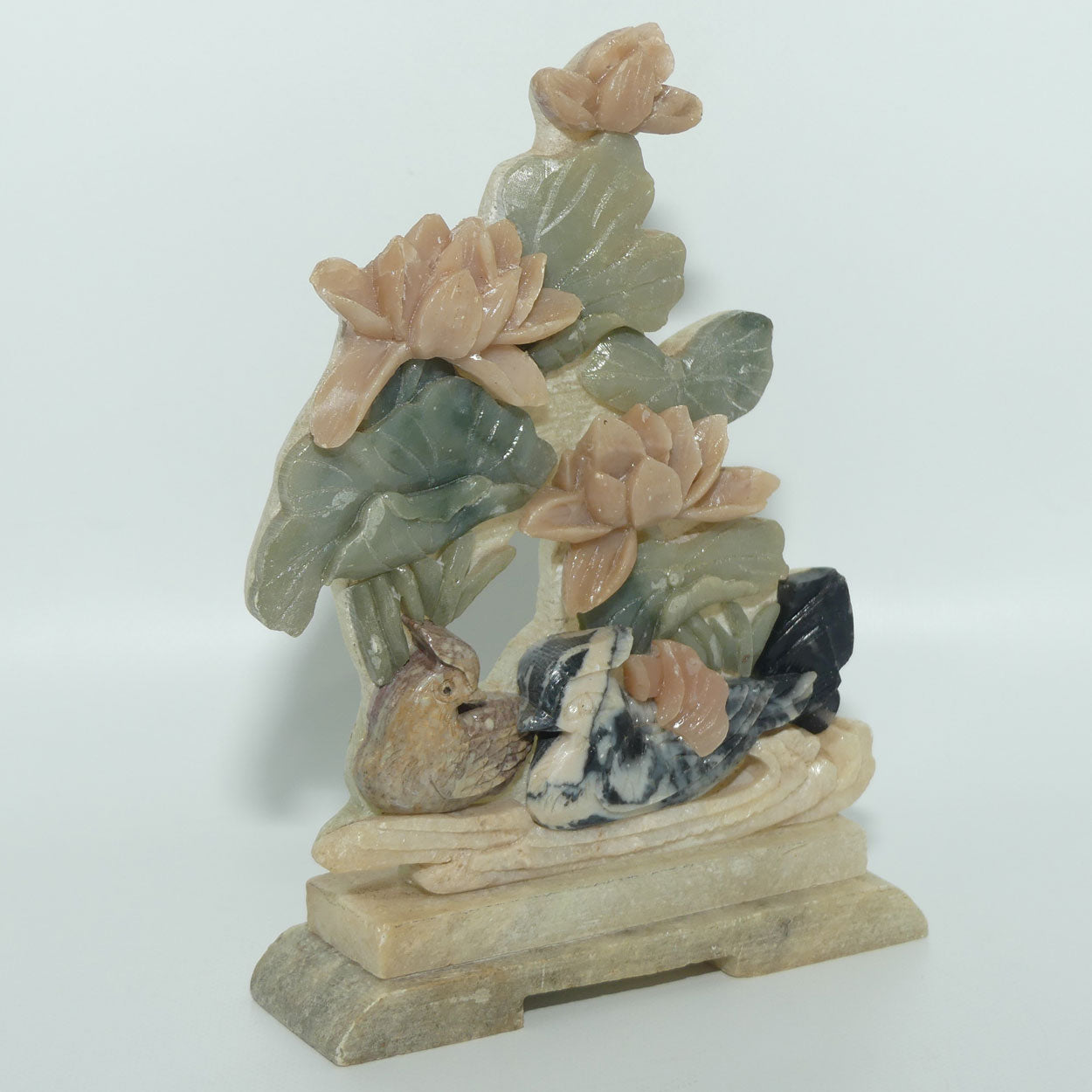 Mid 20th Century Chinese Colourful Soapstone panel | Birds and Flowers