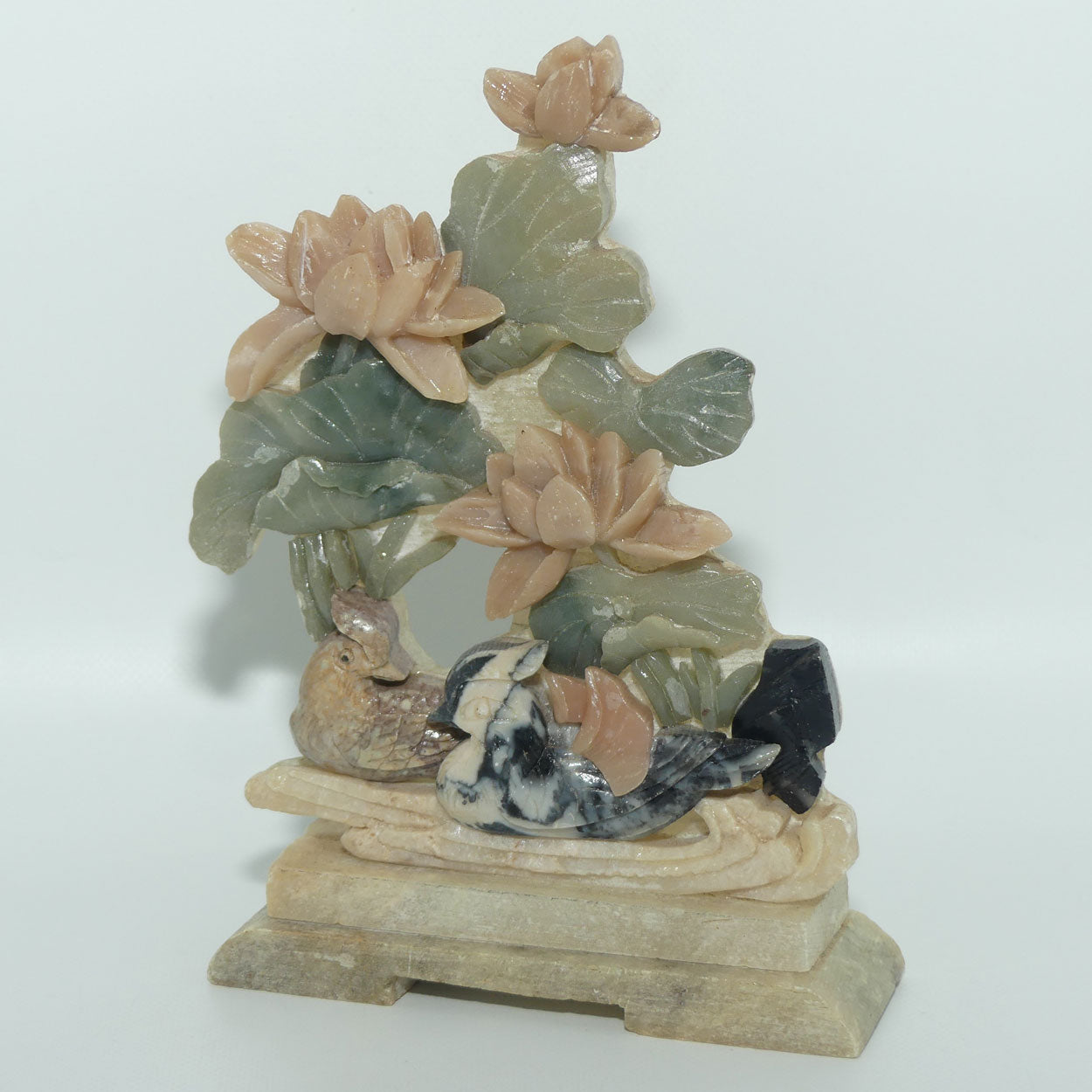 Mid 20th Century Chinese Colourful Soapstone panel | Birds and Flowers