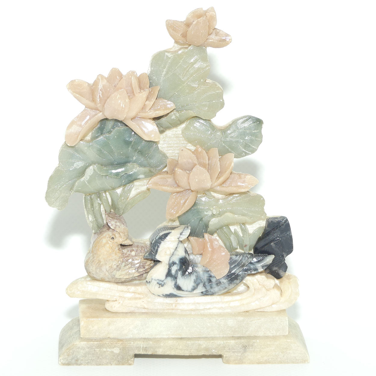 Mid 20th Century Chinese Colourful Soapstone panel | Birds and Flowers