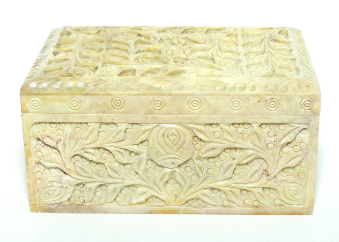 Carved Soapstone Trinket box | Floral Decoration