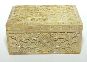 Carved Soapstone Trinket box | Floral Decoration