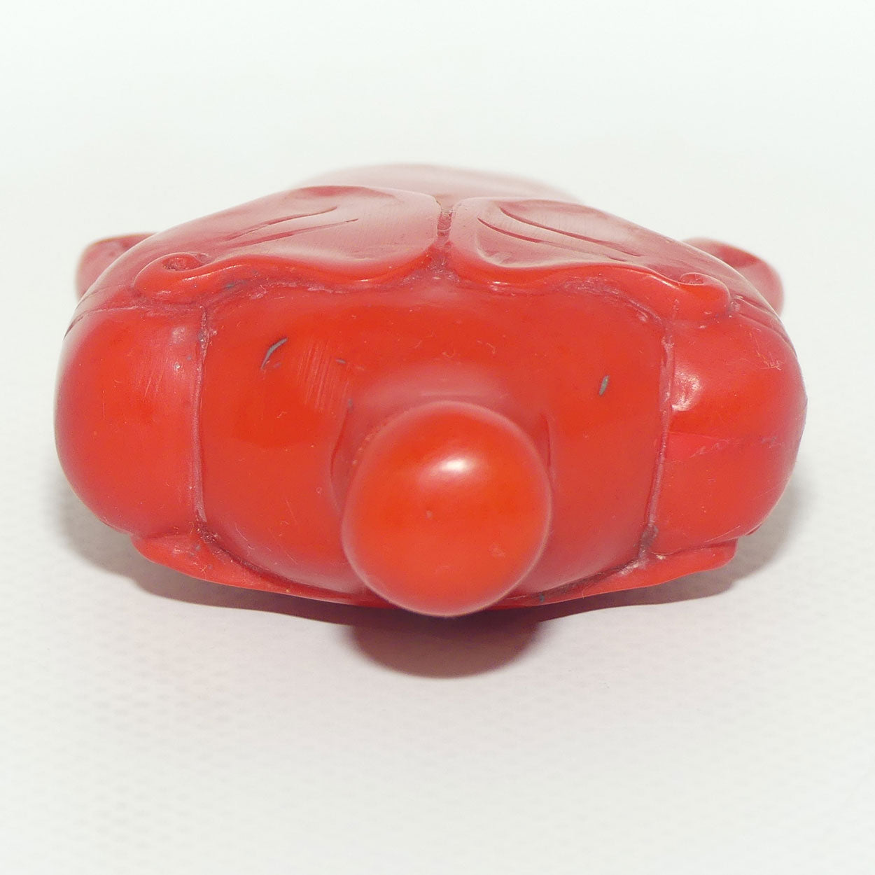 Cinnabar Snuff Bottle | Red stopper | Double Elephants