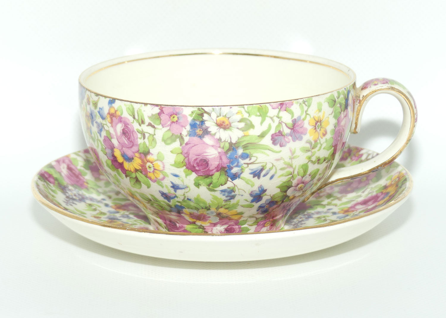 Royal Winton Summertime Chintz breakfast cup and saucer | Grandpa cup and saucer