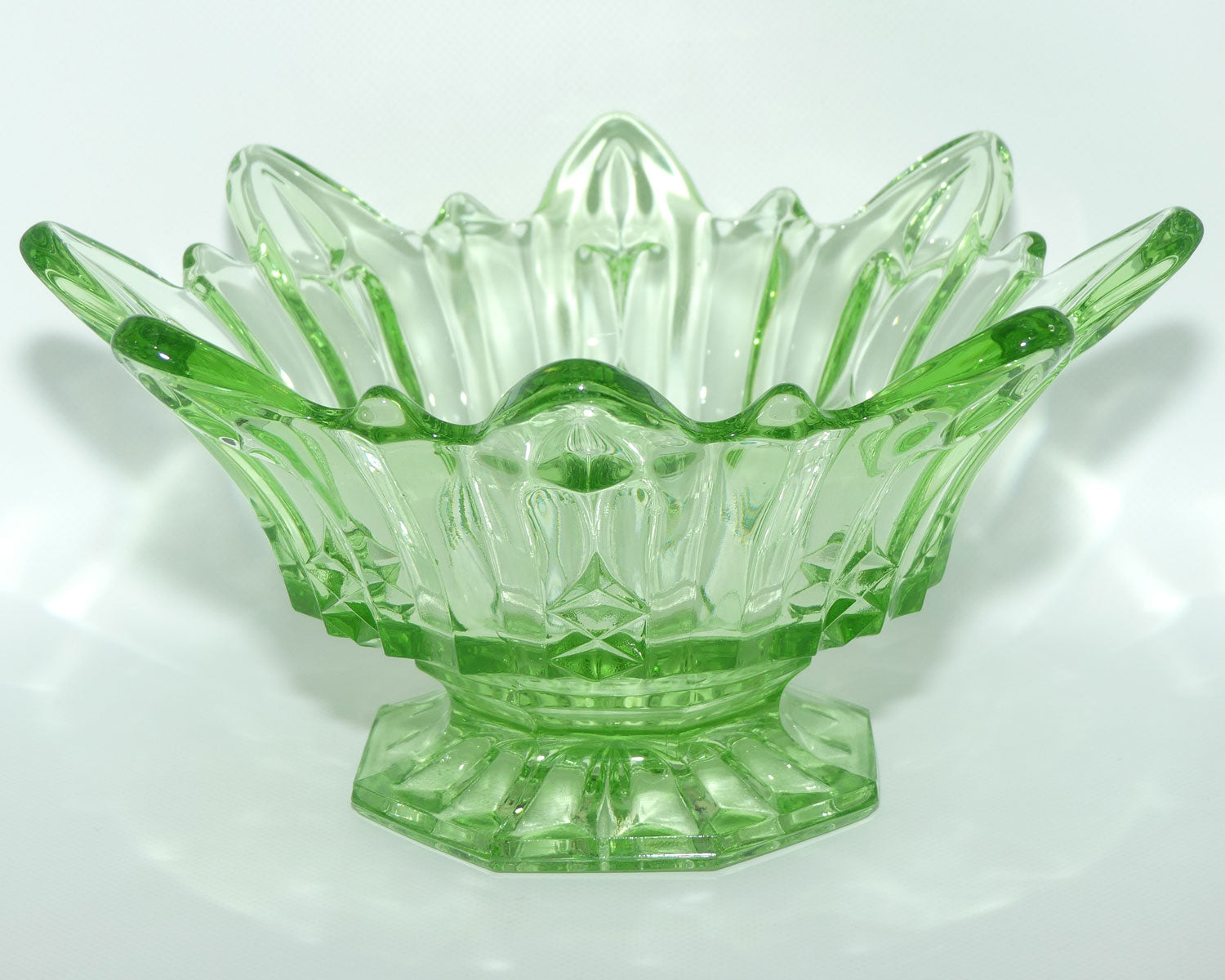 Sowerby Green Depression Glass large footed centrepiece bowl