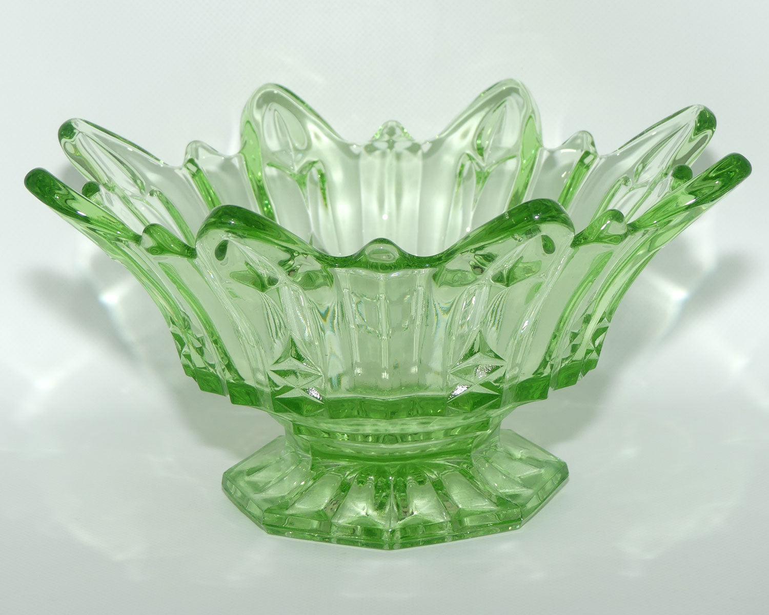 Sowerby Green Depression Glass large footed centrepiece bowl