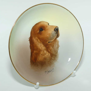 Minton England hand painted dish depicting Cocker Spaniel signed P Gosling