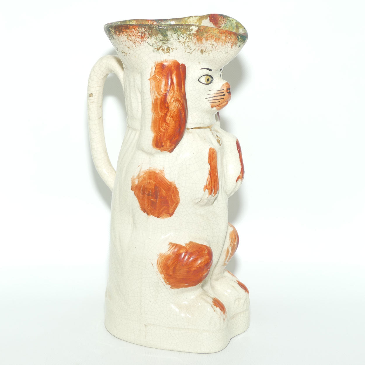 Antique Staffordshire Pottery Begging Spaniel Dog toby jug