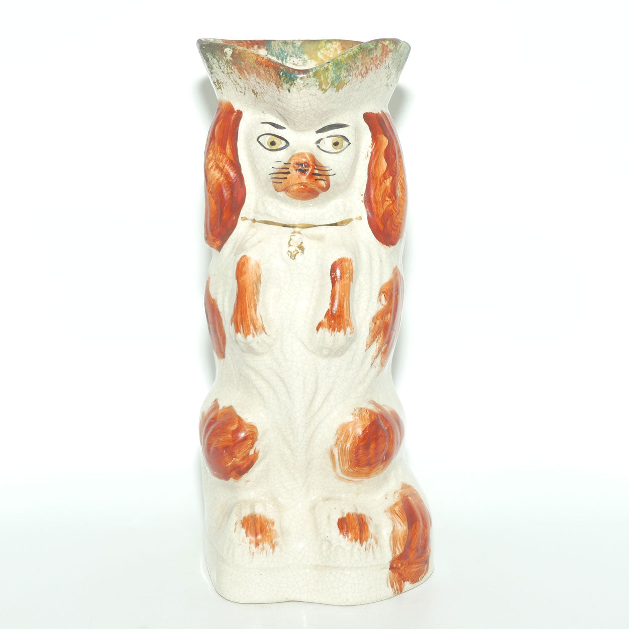 Antique Staffordshire Pottery Begging Spaniel Dog toby jug