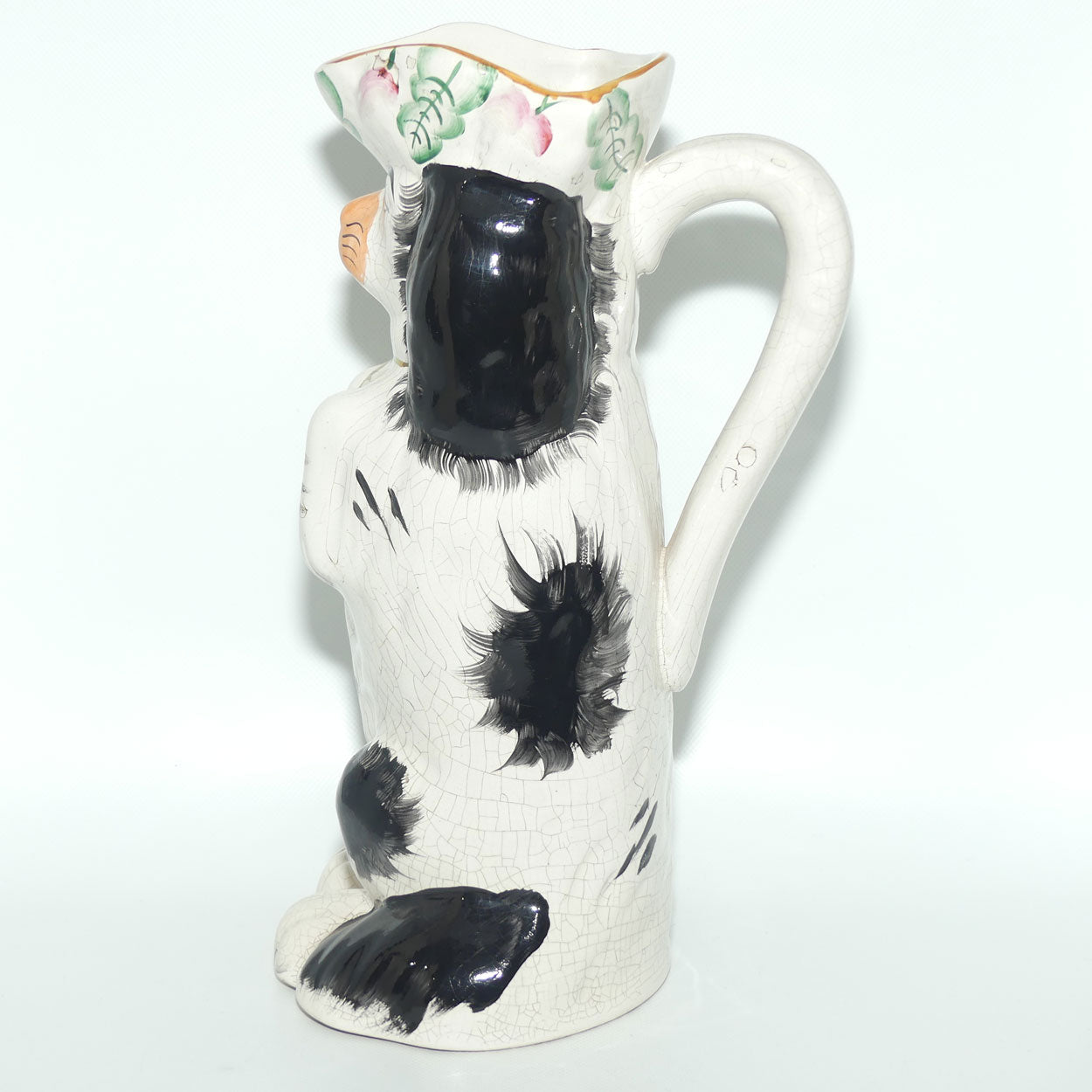 Antique Staffordshire Pottery Begging Spaniel Dog toby jug | Black