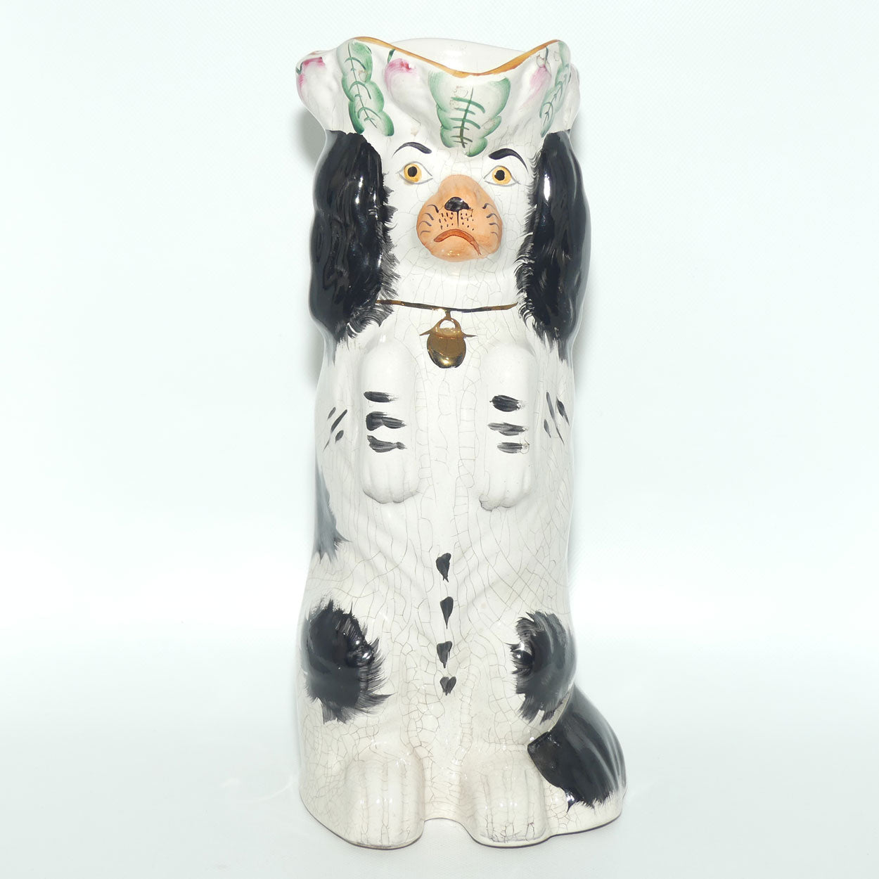 Antique Staffordshire Pottery Begging Spaniel Dog toby jug | Black