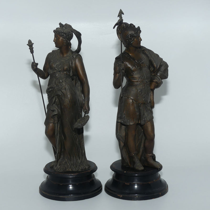 Pair late Victorian Spelter figures | Warrior and Maiden – Roundabout ...