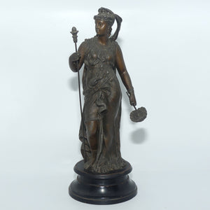 Pair late Victorian Spelter figures | Warrior and Maiden