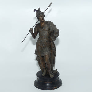 Pair late Victorian Spelter figures | Warrior and Maiden