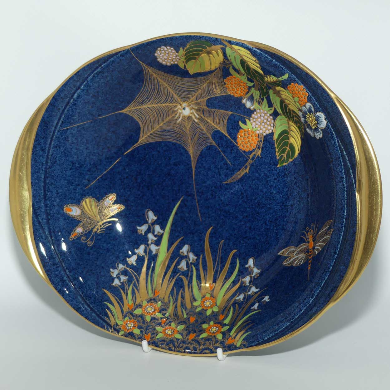 Carlton Ware gilt handle bowl | Spider Web and Dragonflies