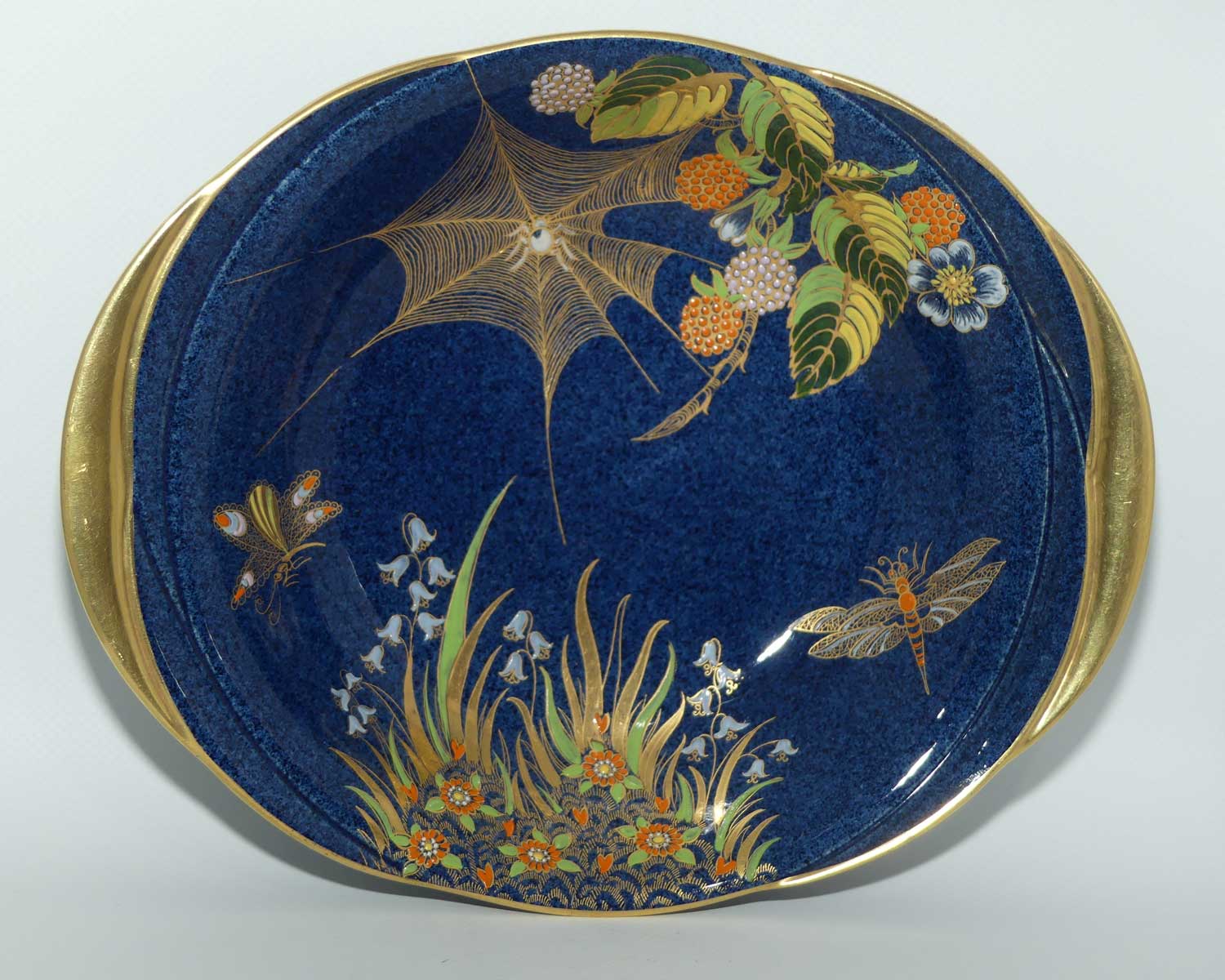 Carlton Ware gilt handle bowl | Spider Web and Dragonflies