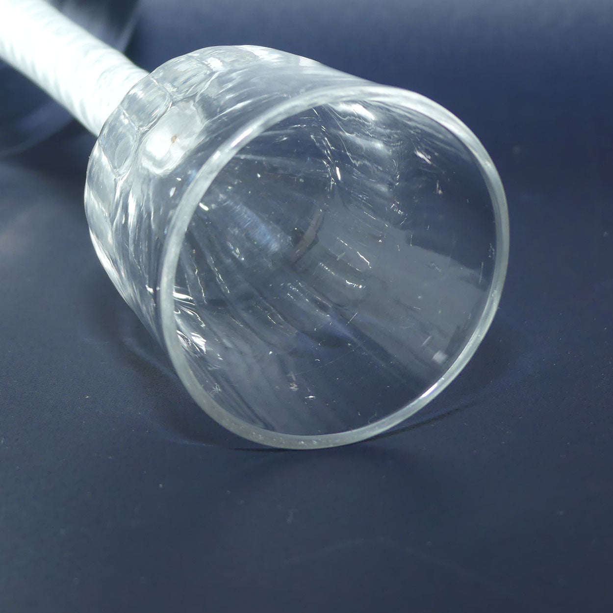 18th Century Georgian Glass with Twisted Fluted Ogee bowl and Double Series Opaque Twist | Cotton twist stem