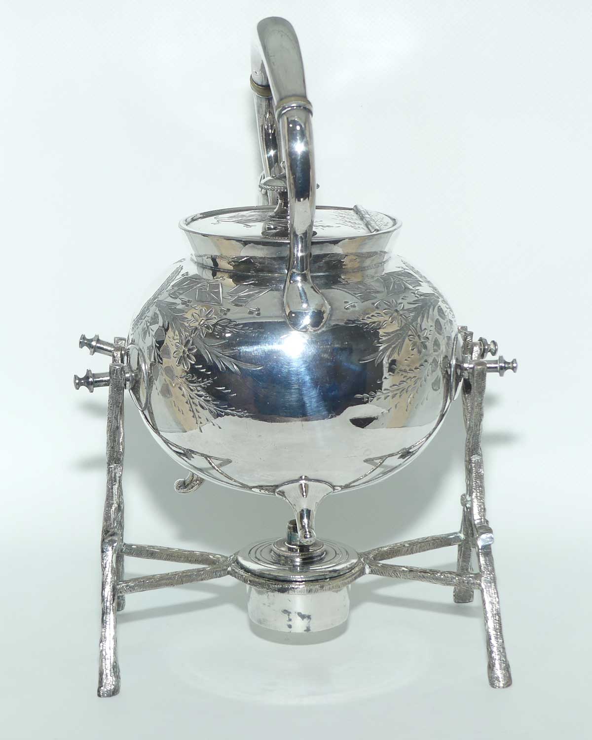 John Dixon and Sons EPBM silver plated spirit kettle on stand