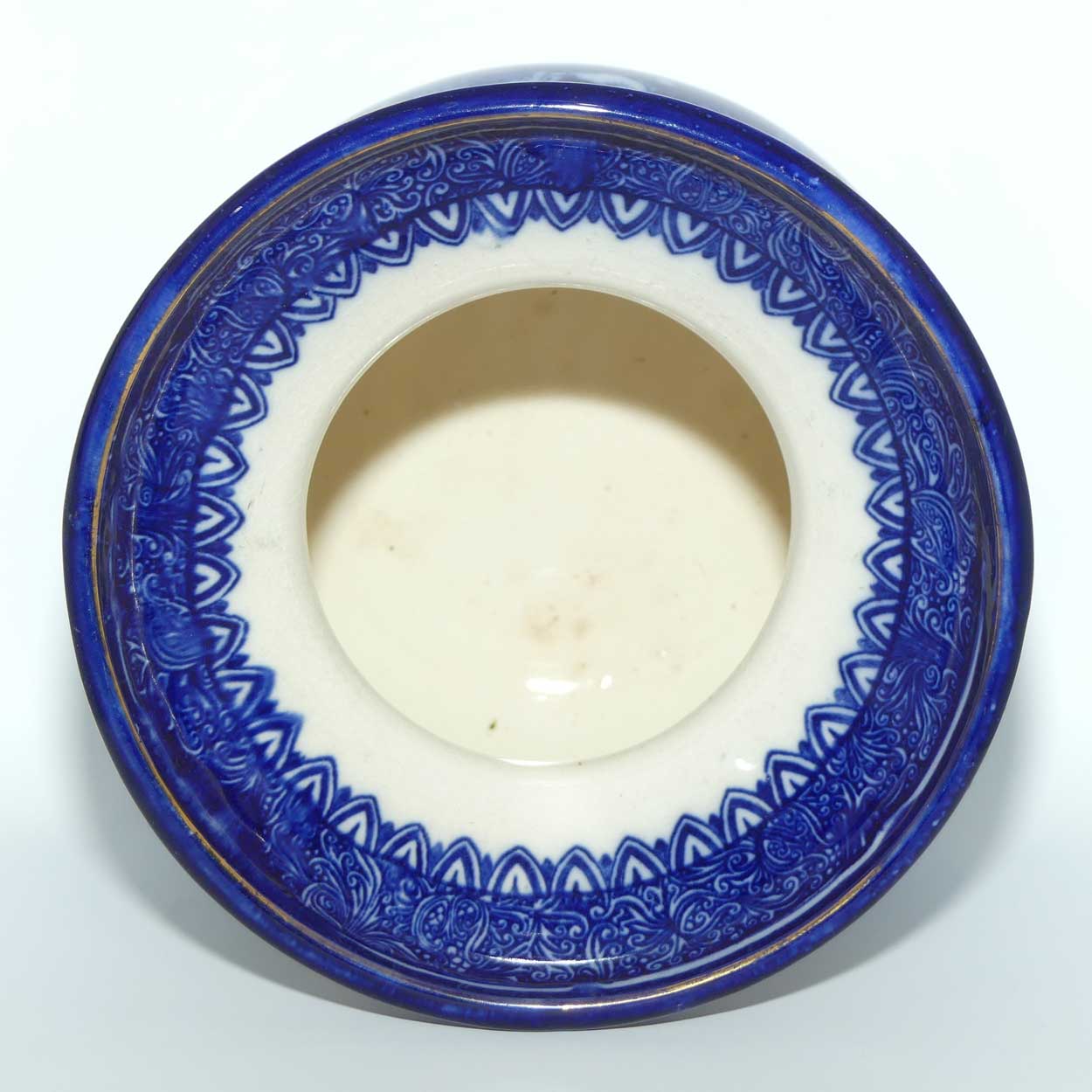 Royal Doulton Flow Blue and Gilt Morrisian fern pot  | Depicts Will H. Bradley's Eastern Figures D540