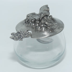 Seagull Pewter Grape and Vine lidded pot and spoon