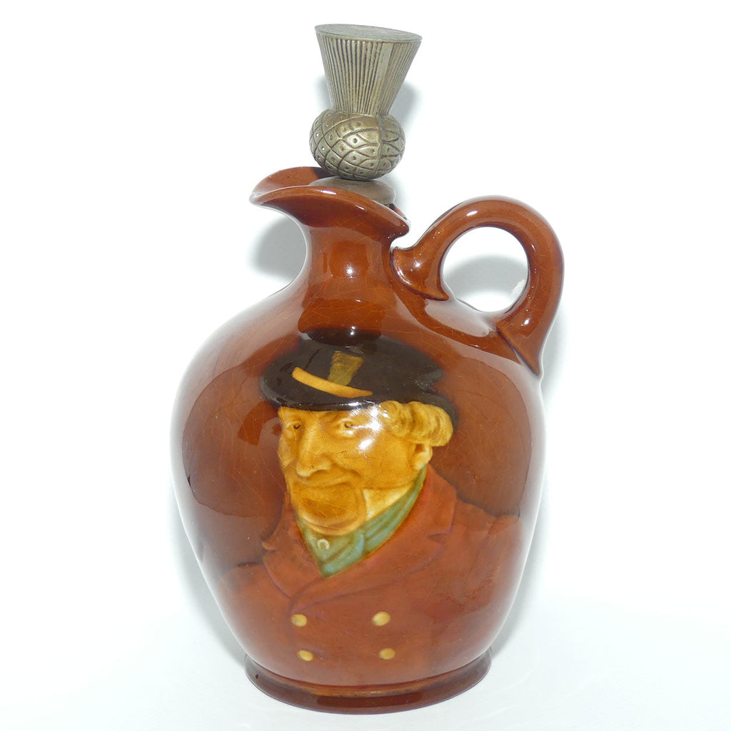 Royal Doulton Kingsware Sporting Squire Globular flask | Red Brown | Dewars Thistle stopper