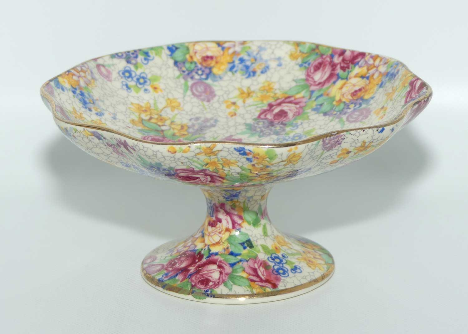 Royal Winton Chintz Spring pattern fluted edge comport