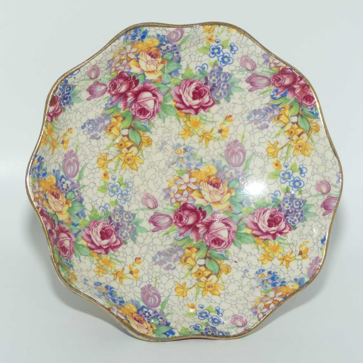 Royal Winton Chintz Spring pattern fluted edge comport