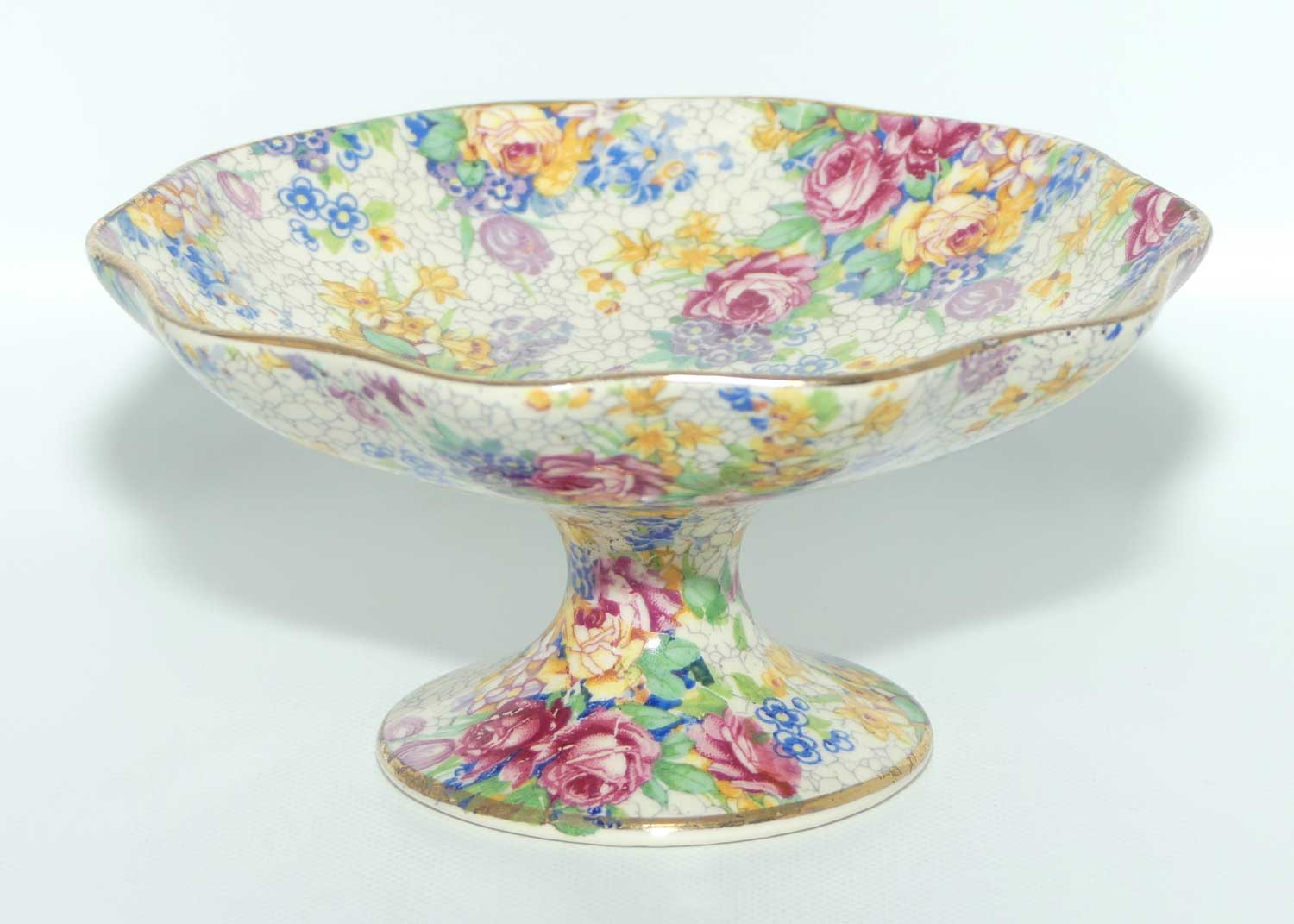 Royal Winton Chintz Spring pattern fluted edge comport