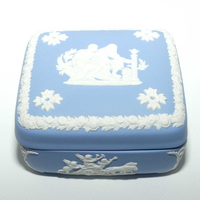 Wedgwood Jasper | White on Pale Blue | square trinket box