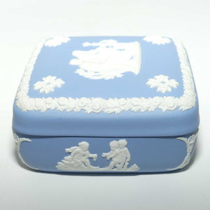 Wedgwood Jasper | White on Pale Blue | square trinket box