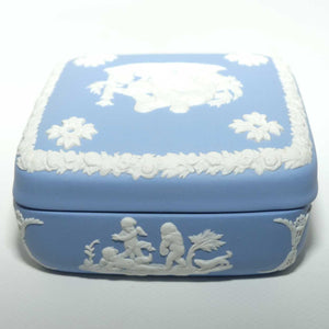 Wedgwood Jasper | White on Pale Blue | square trinket box