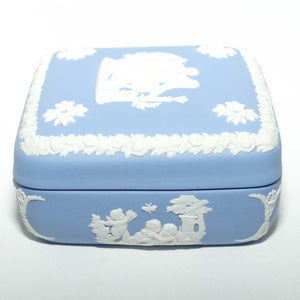 Wedgwood Jasper | White on Pale Blue | square trinket box