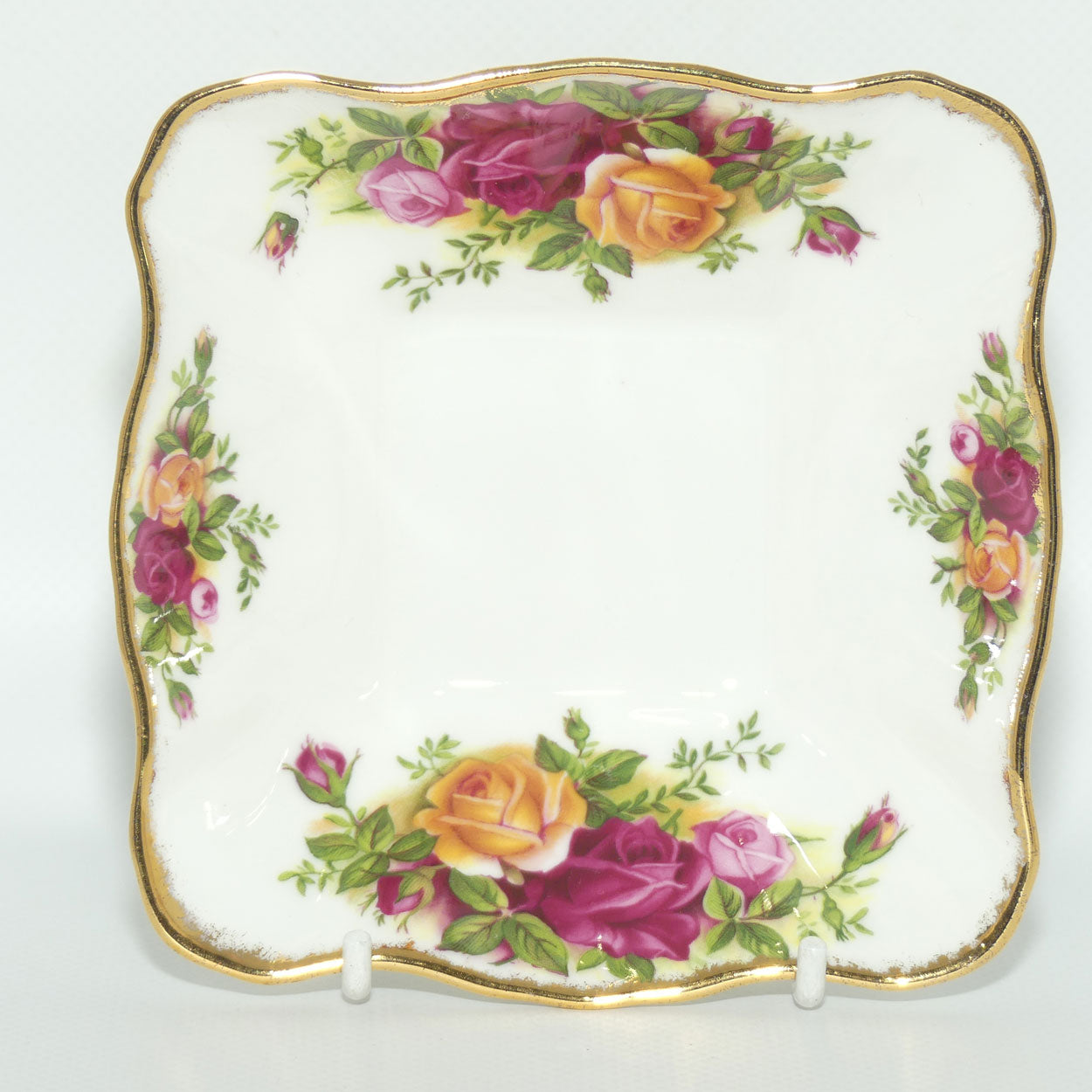 Royal Albert Bone China England Old Country Roses Square Dish | © 1962 Royal Albert Ltd backstamp
