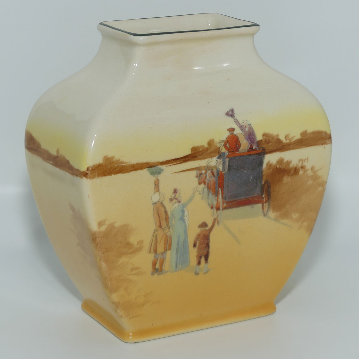 Royal Doulton Coaching Days square section shaped vase