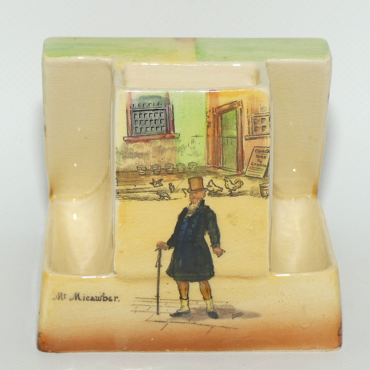 Royal Doulton Dickens Mr Squeers and Mr Micawber cigarette dispenser D5175