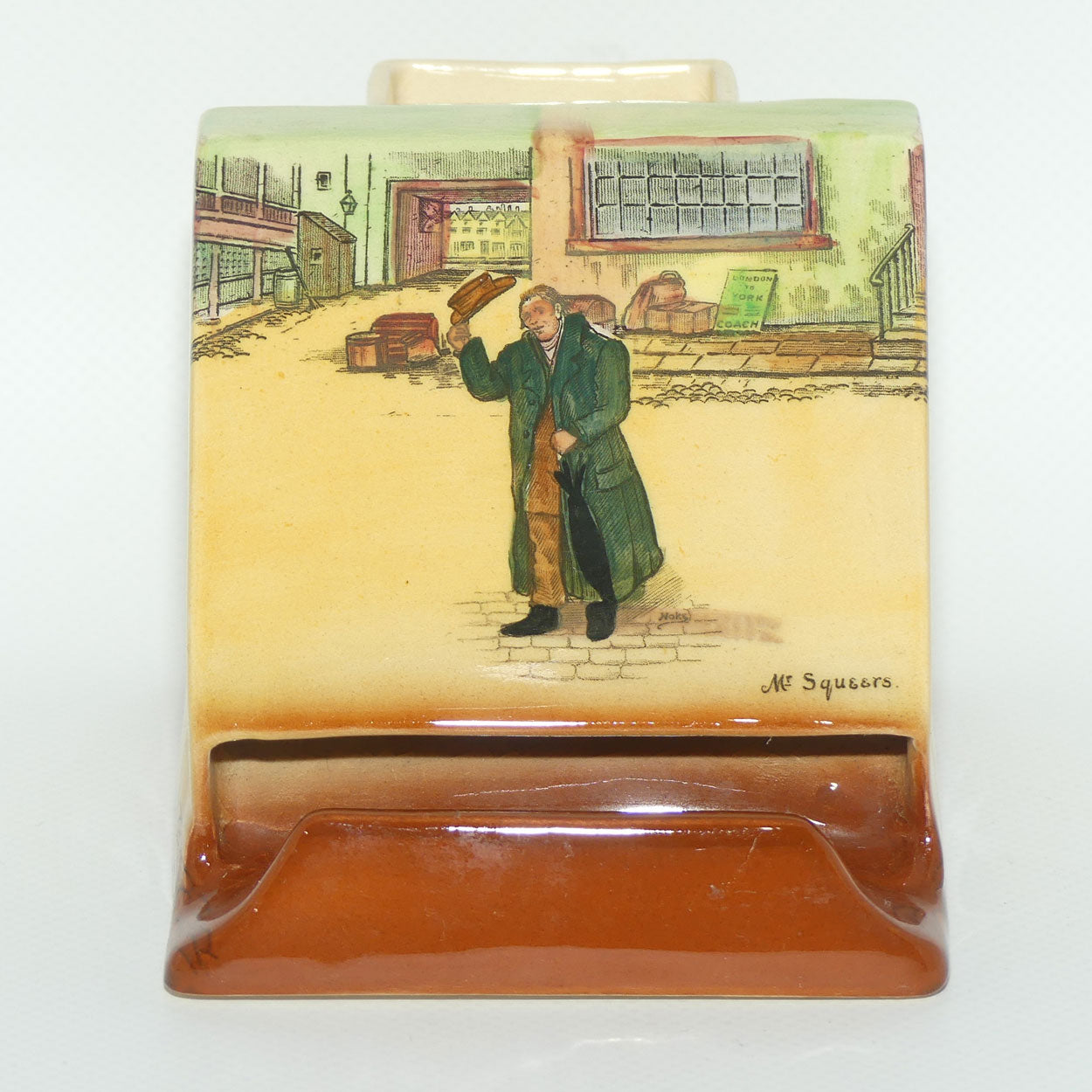Royal Doulton Dickens Mr Squeers and Mr Micawber cigarette dispenser D5175