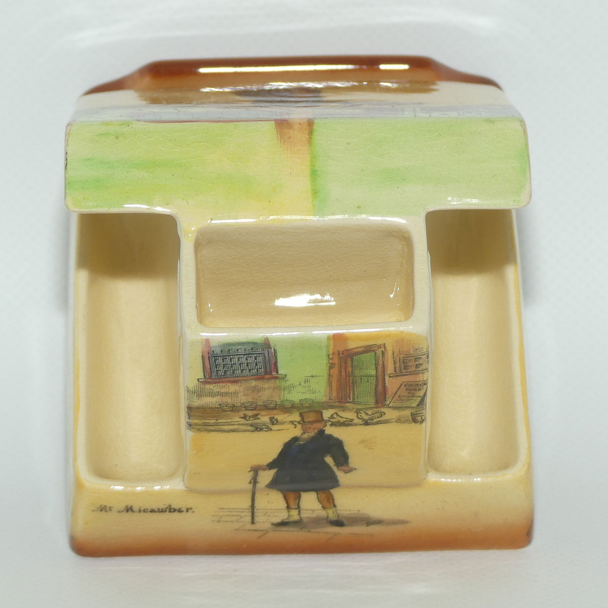 Royal Doulton Dickens Mr Squeers and Mr Micawber cigarette dispenser D5175