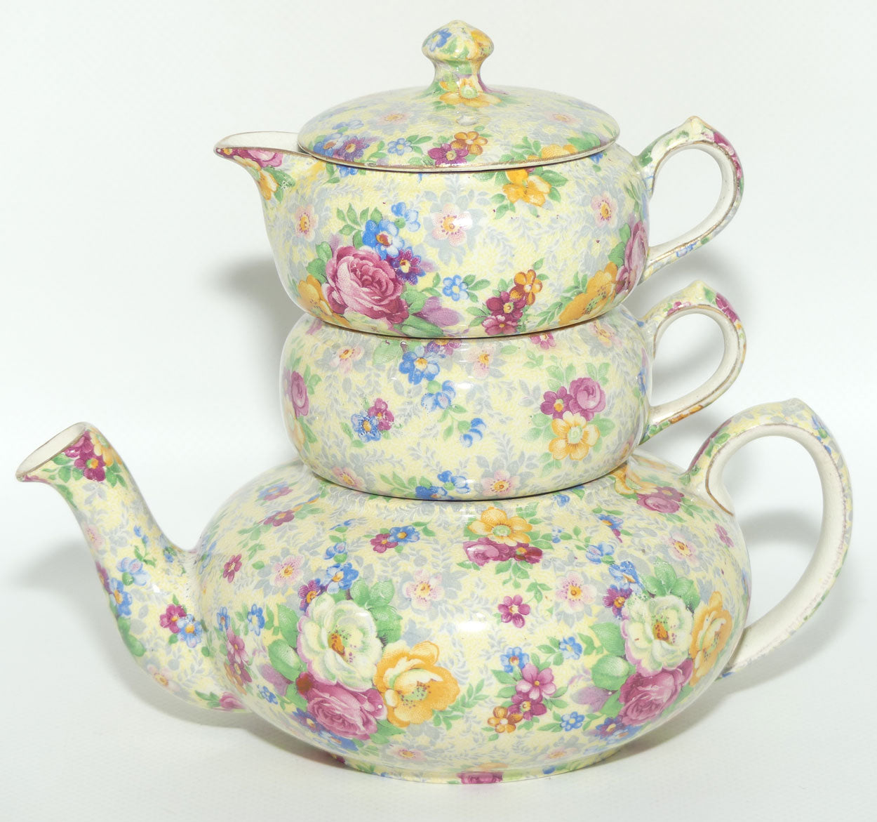 Lord Nelson Ware England Rose Time pattern stacking tea pot set