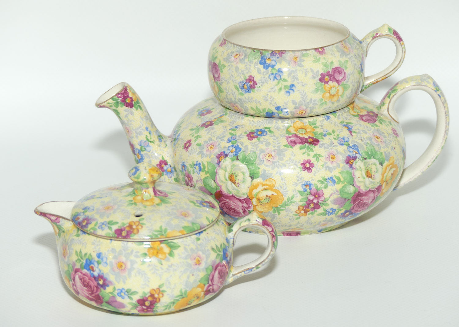 Lord Nelson Ware England Rose Time pattern stacking tea pot set