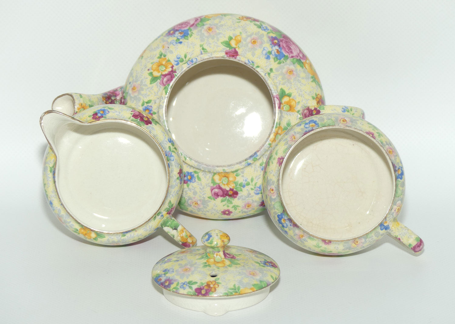 Lord Nelson Ware England Rose Time pattern stacking tea pot set