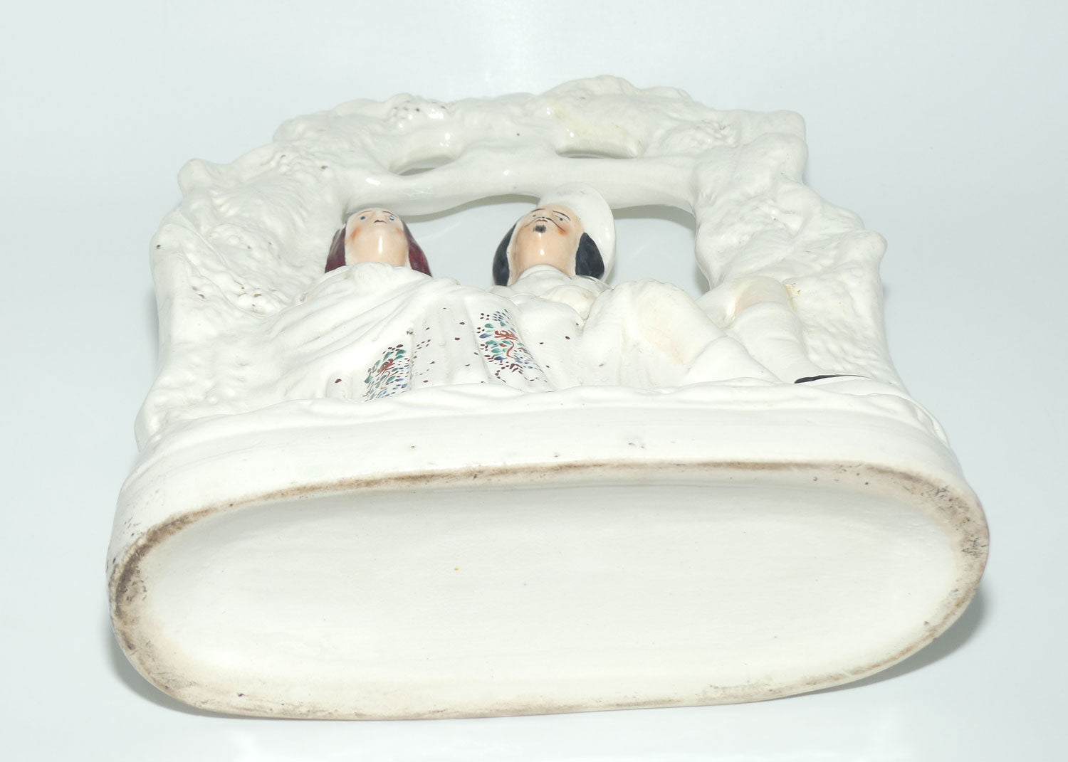 Antique Staffordshire Flat Back Figure | Couple under Grape Garland